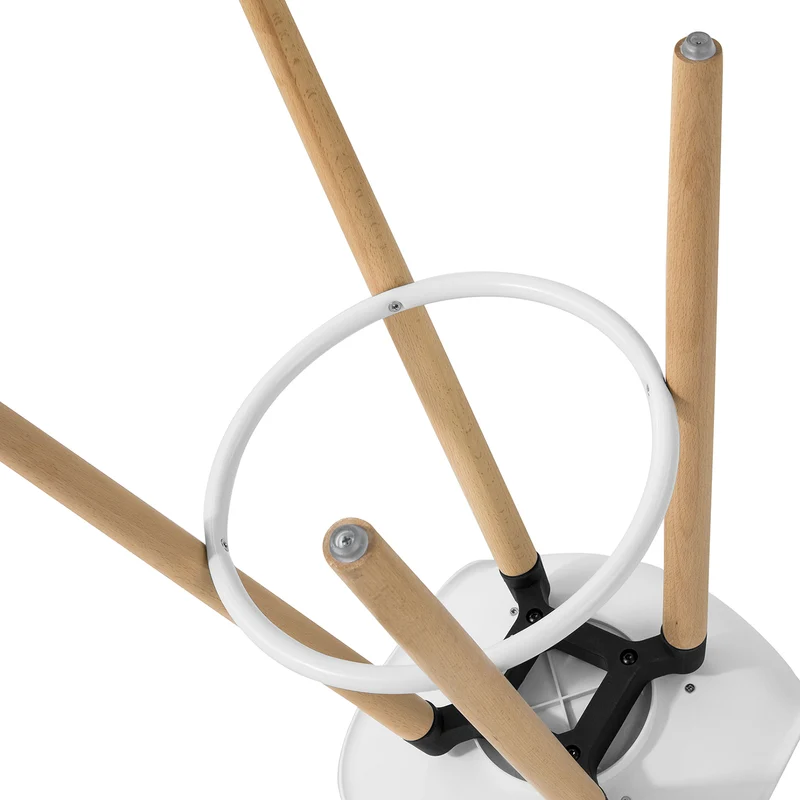 SoBuy FST70-W Tabouret de Bar avec Repose-Pieds et Dossier en Hêtre Blanc