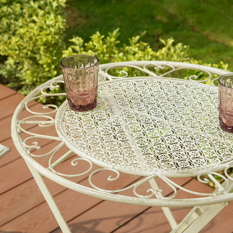 SoBuy OGT33-W 3pcs Salon de Jardin Bistrot 2 Personnes 2 Chaises de Jardin + 1 Table Bistrot Pliantes