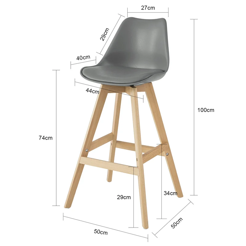 SoBuy FST69-HG Tabouret de Bar Tabouret Haut Cuisine Chaise de Bar avec Dossier