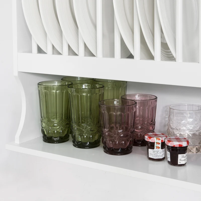 SoBuy KCR04-W Porte-Assiettes Murale d'assiettes Mural, avec 1 étagère