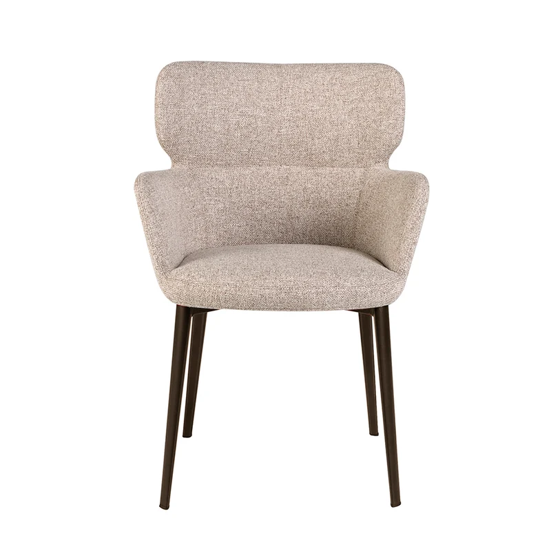 Chaise de salle à manger design en tissu marron chiné et pieds en acier brun – Angel Cerdá 4104