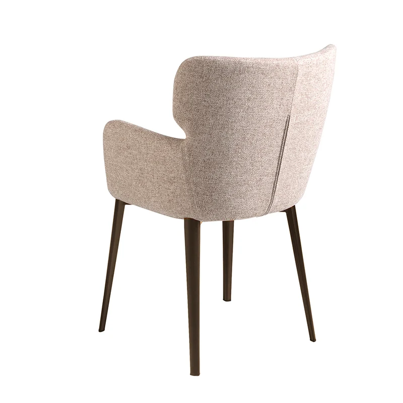 Chaise de salle à manger design en tissu marron chiné et pieds en acier brun – Angel Cerdá 4104