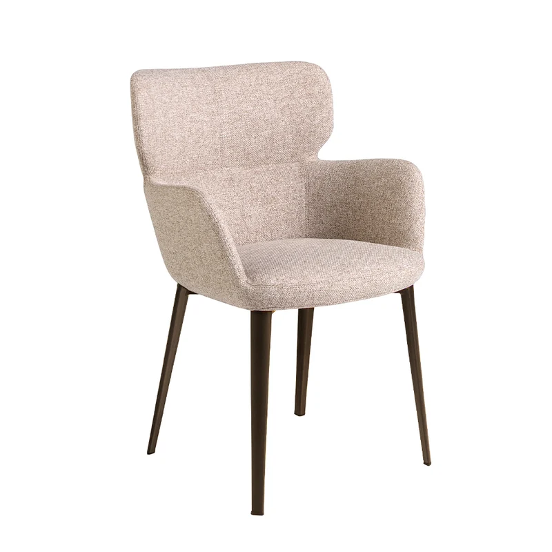 Chaise de salle à manger design en tissu marron chiné et pieds en acier brun – Angel Cerdá 4104