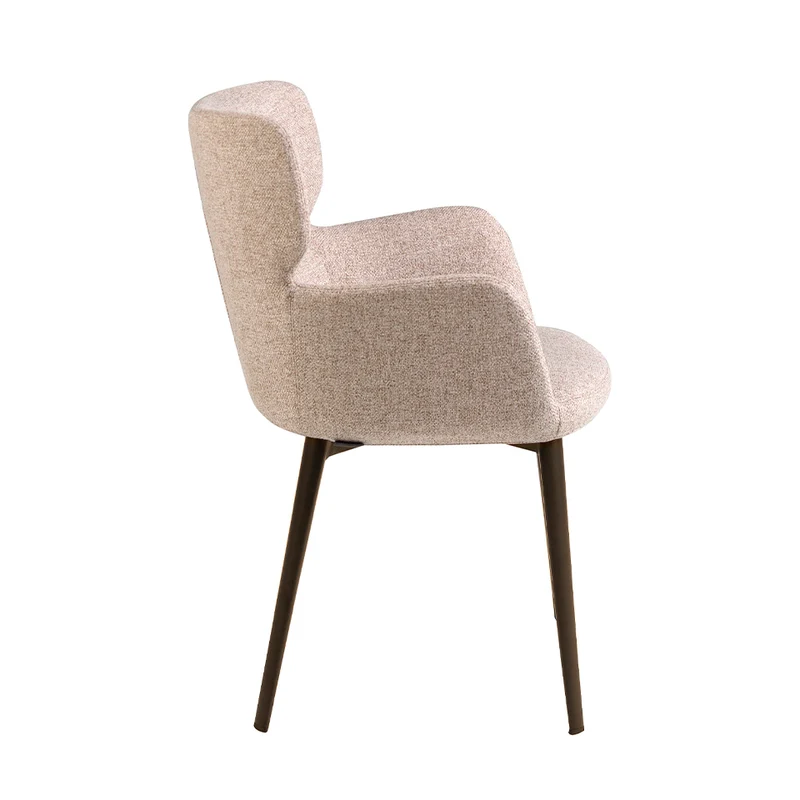 Chaise de salle à manger design en tissu marron chiné et pieds en acier brun – Angel Cerdá 4104