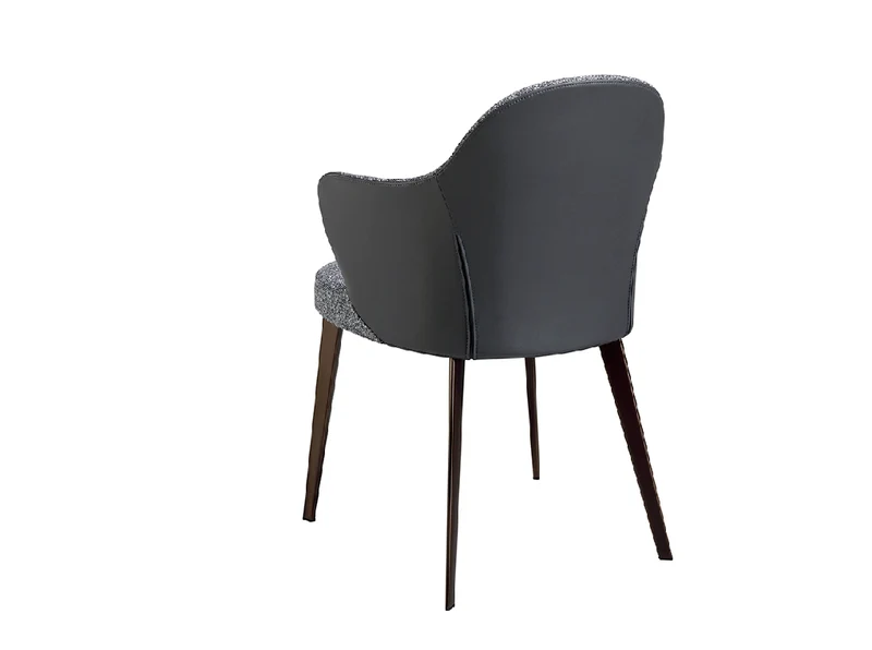 Chaise de salle à manger design en tissu & éco-cuir avec pieds finition bronze