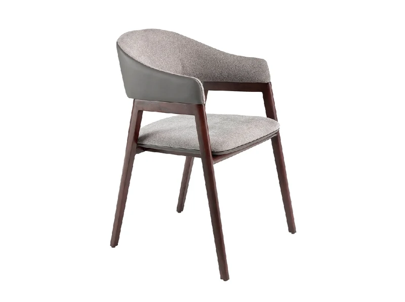 Chaise de salle à manger design en tissu gris et similicuir vison – Angel Cerdá 4091