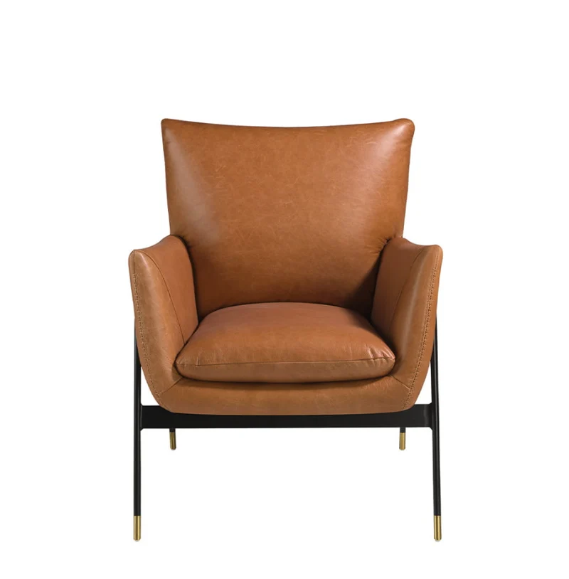 Fauteuil en cuir et pied en acier noir Angel Cerda