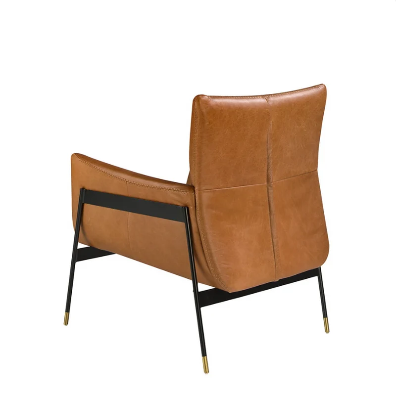 Fauteuil en cuir et pied en acier noir Angel Cerda