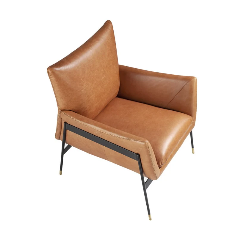 Fauteuil en cuir et pied en acier noir Angel Cerda