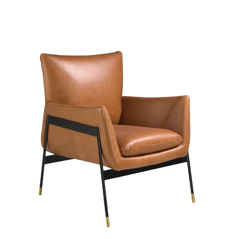 Fauteuil en cuir et pied en acier noir Angel Cerda