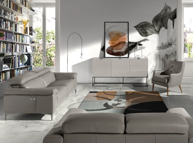 Fauteuil en cuir gris Angel Cerda