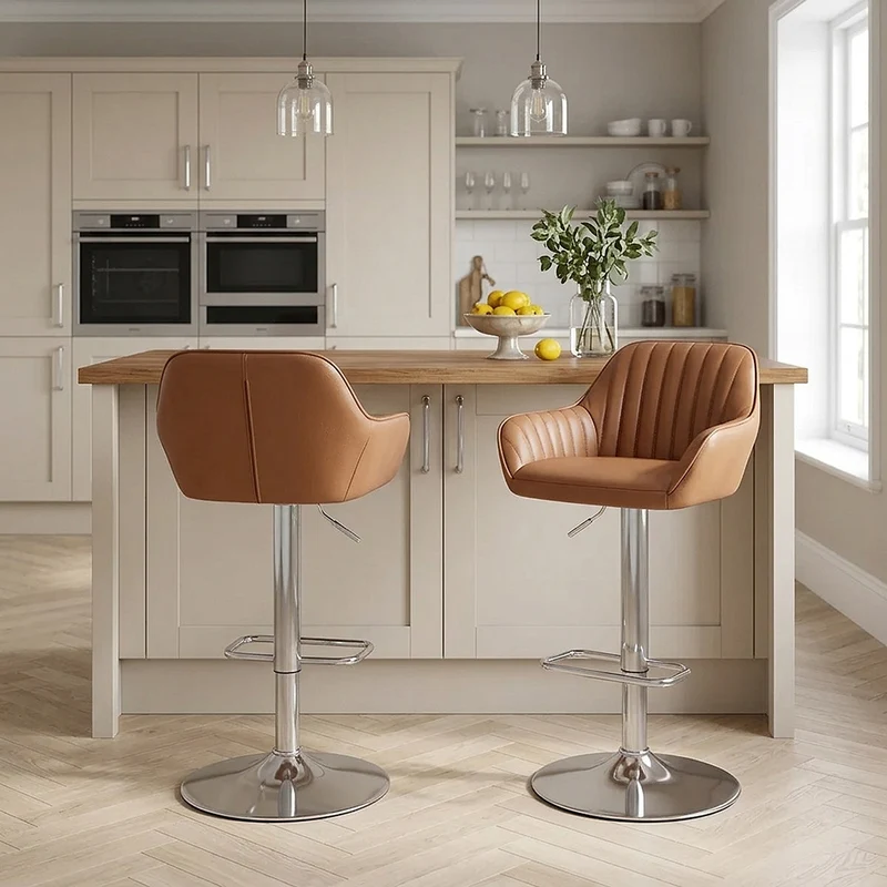 Tabouret de Bar Cuir Véritable - Tokyo Marron