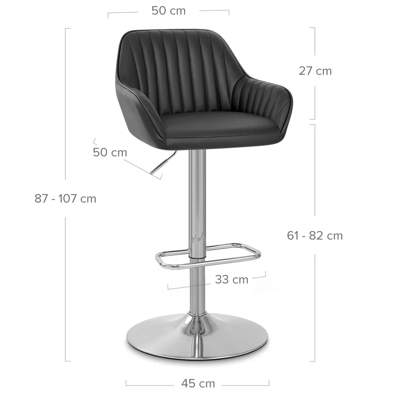 Tabouret de Bar Cuir Véritable - Tokyo Noir