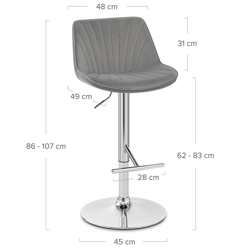 Chaise de Bar Velours - Summer Gris