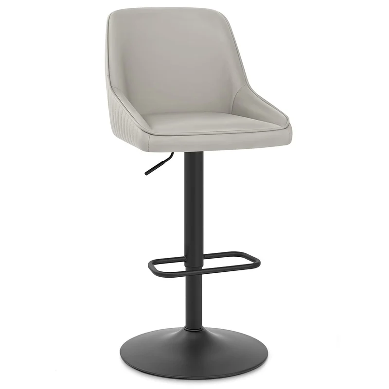 Tabouret Cuir Véritable - Canberra Gris