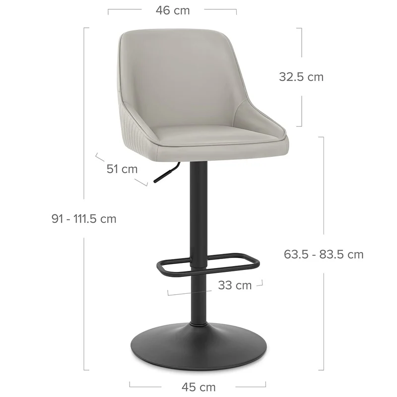 Tabouret Cuir Véritable - Canberra Gris