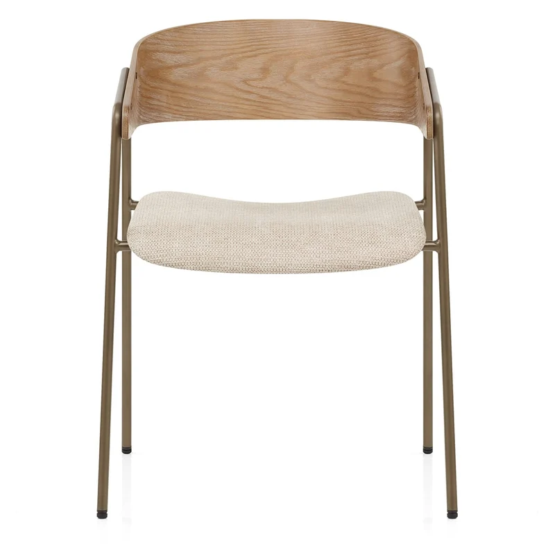 Chaise Chêne Tissu - Lauren Crème