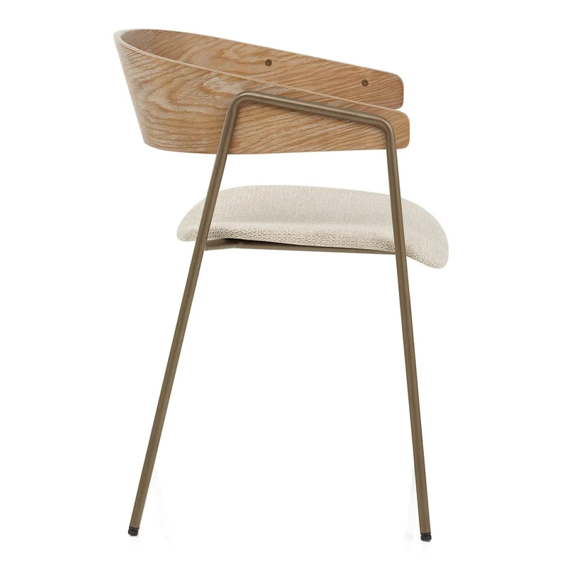 Chaise Chêne Tissu - Lauren Crème