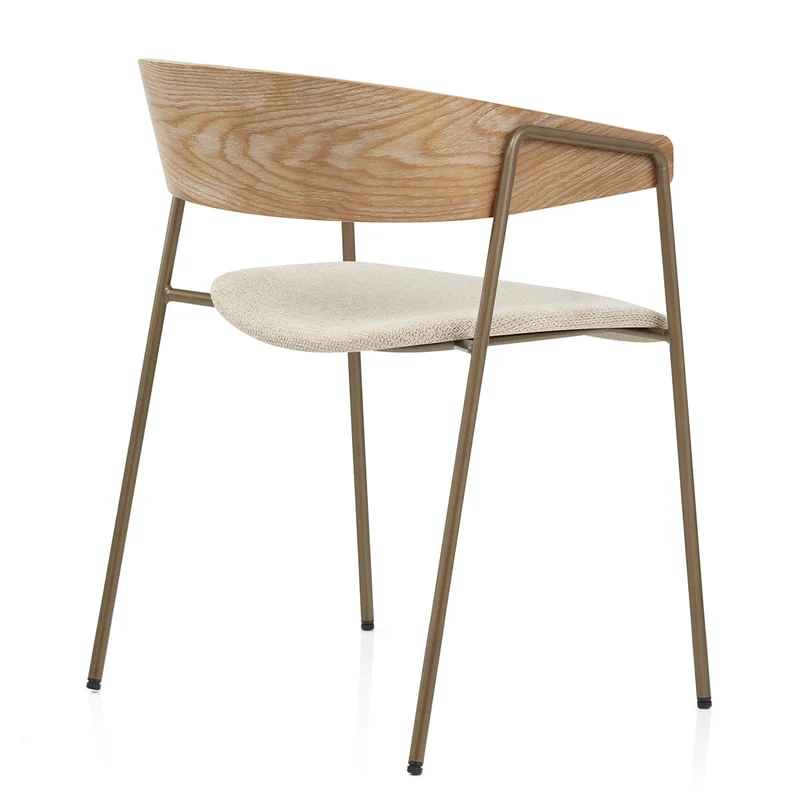 Chaise Chêne Tissu - Lauren Crème