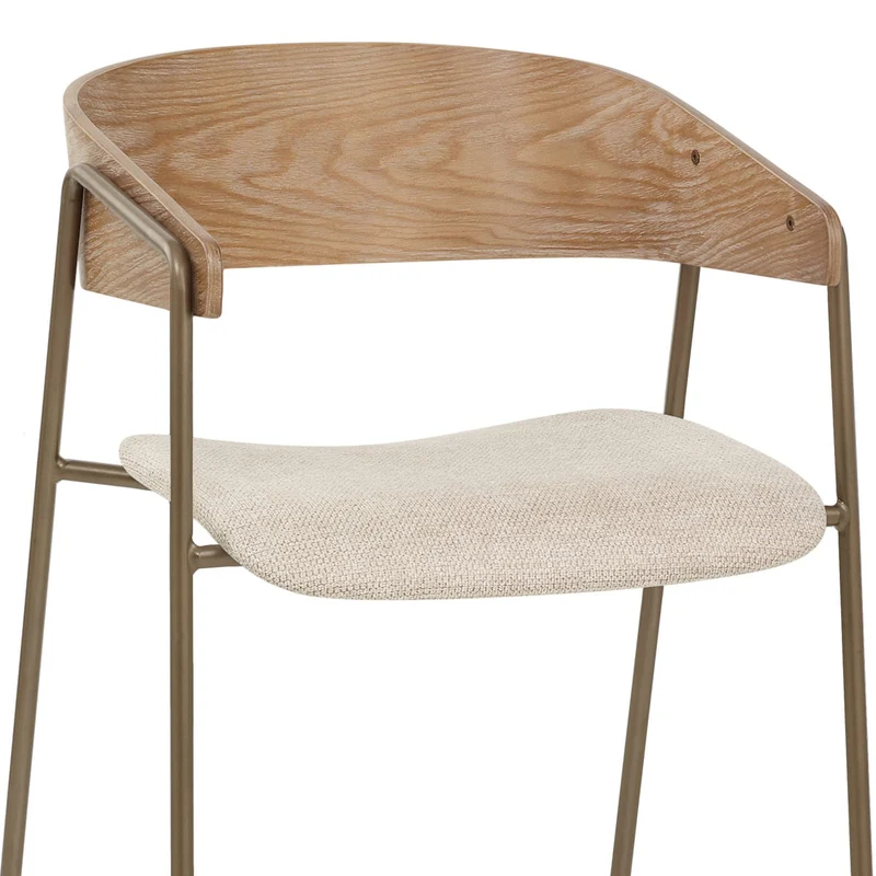 Chaise Chêne Tissu - Lauren Crème