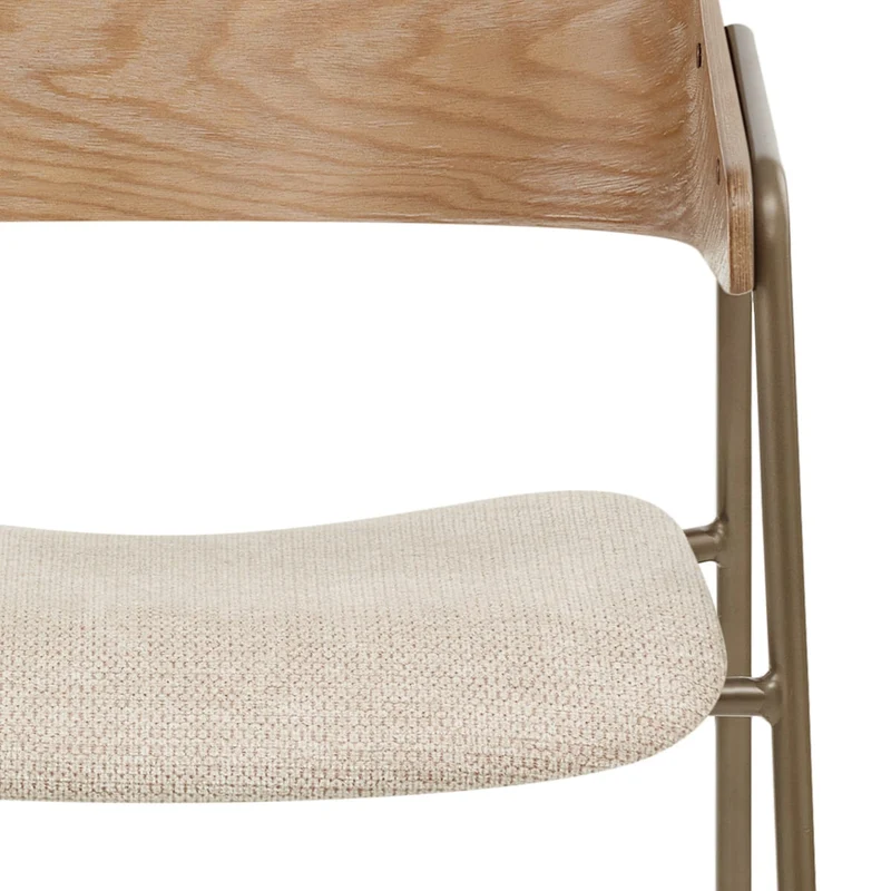 Chaise Chêne Tissu - Lauren Crème
