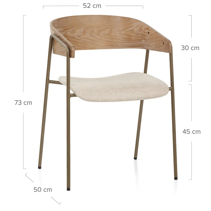 Chaise Chêne Tissu - Lauren Crème