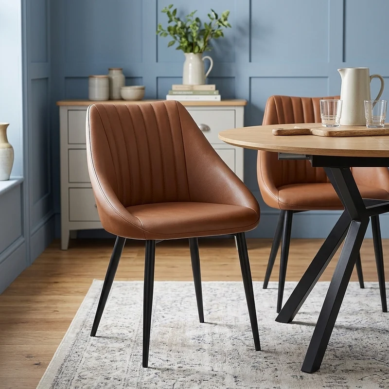 Chaise Cuir Véritable - Strata Marron
