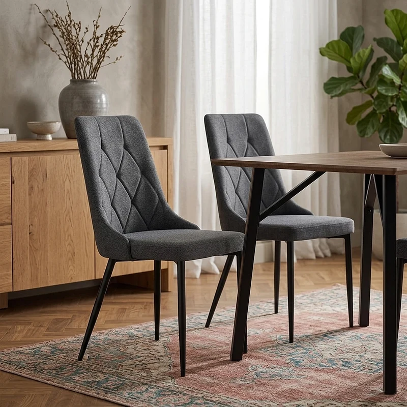 Chaise Tissu - Phoebe Gris Foncé