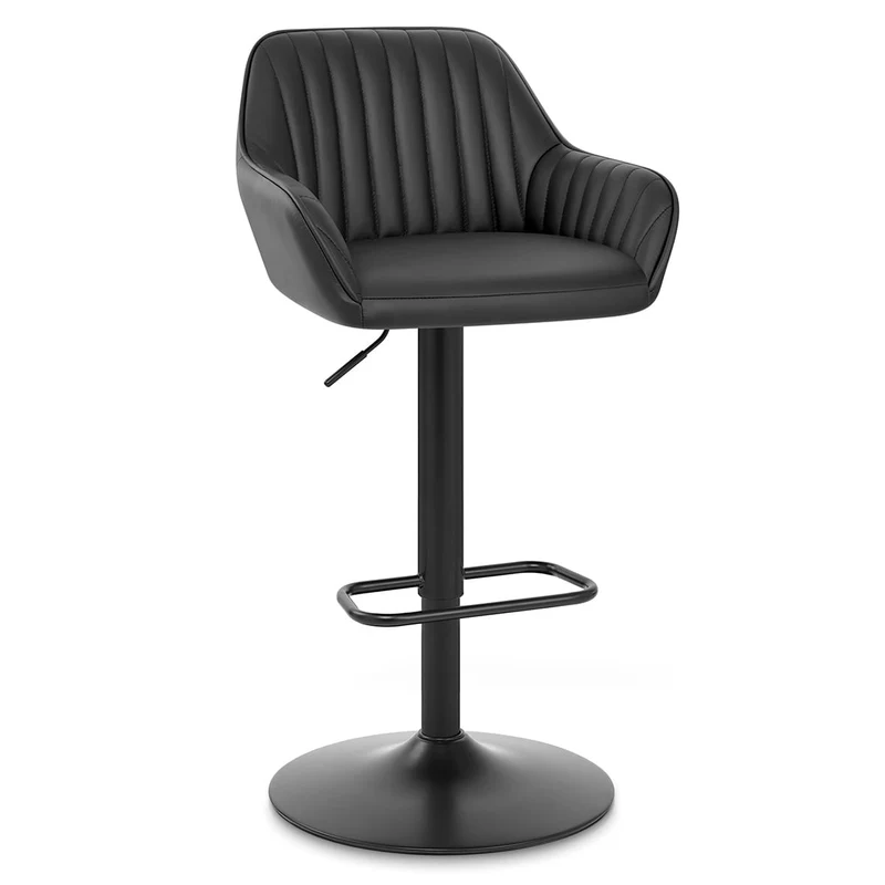 Tabouret Cuir Véritable - Sol Noir