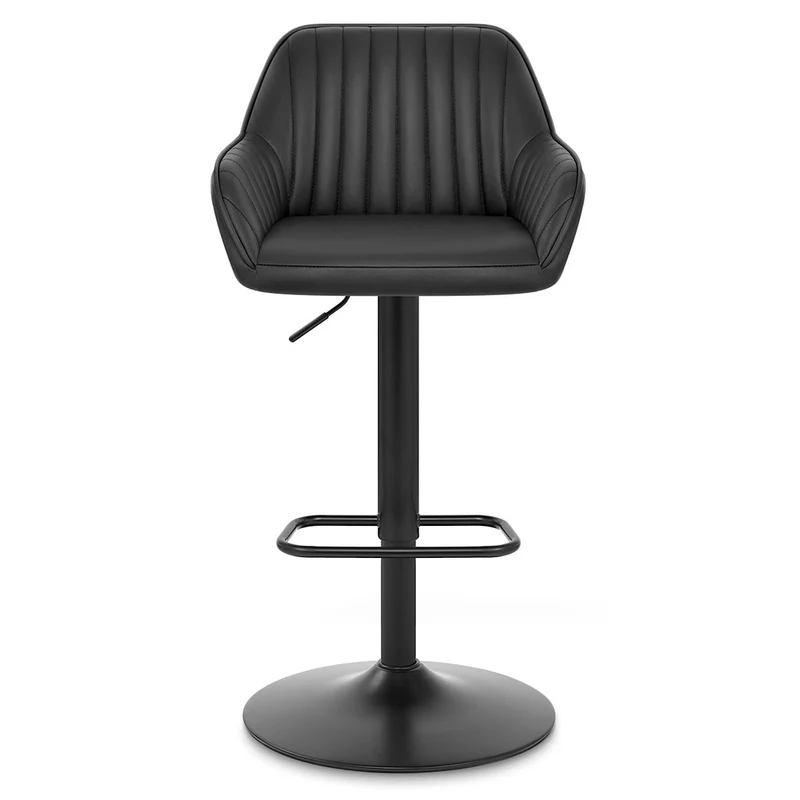Tabouret Cuir Véritable - Sol Noir