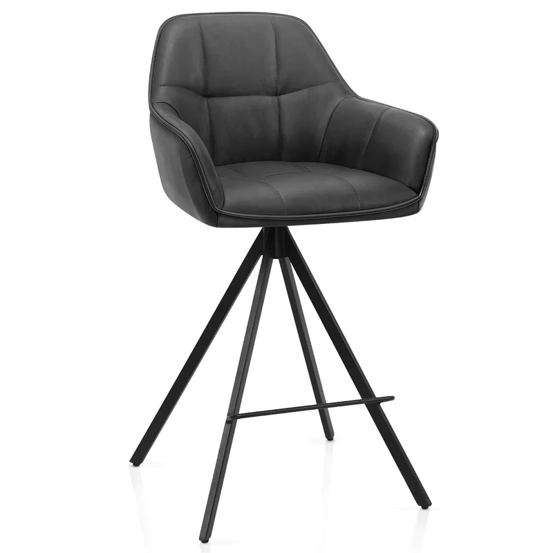 Tabouret Faux Cuir - Venice Gris Foncé