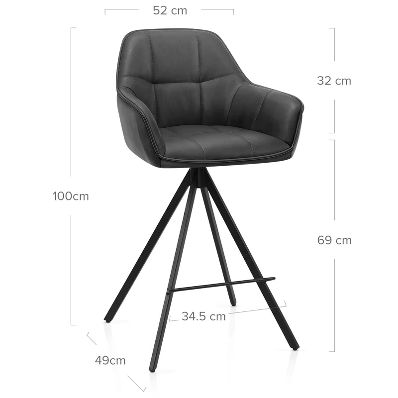 Tabouret Faux Cuir - Venice Gris Foncé