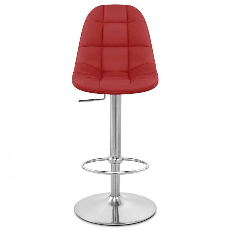 Chaise de Bar Faux Cuir Chrome Brossé - Rochelle Rouge