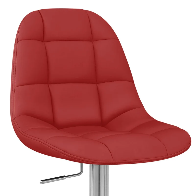 Chaise de Bar Faux Cuir Chrome Brossé - Rochelle Rouge