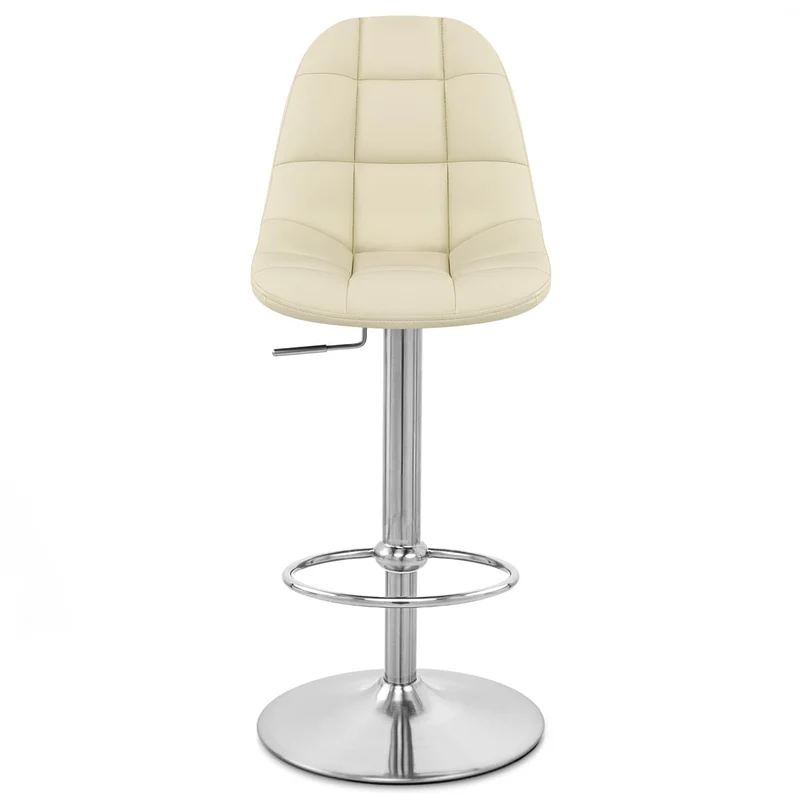 Chaise de Bar Faux Cuir Chrome Brossé - Rochelle Crème