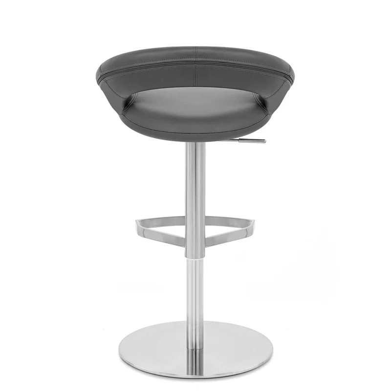 Chaise de Bar Cuir Chrome Brossé - Crescent Matelassé Gris
