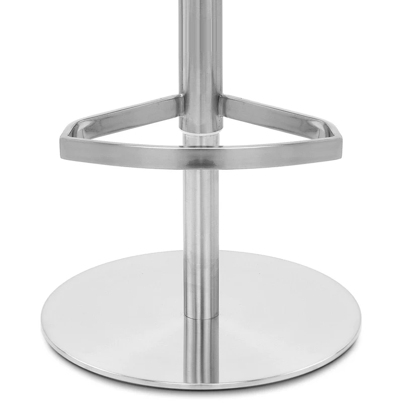 Chaise de Bar Cuir Chrome Brossé - Crescent Matelassé Gris