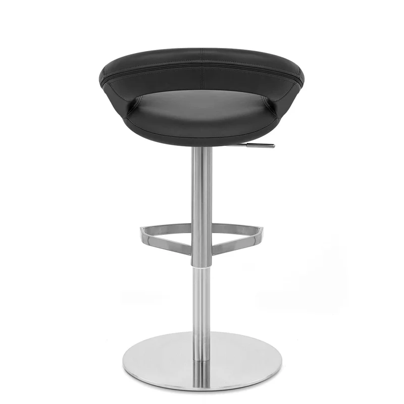 Chaise de Bar Cuir Chrome Brossé - Crescent Matelassé Noir