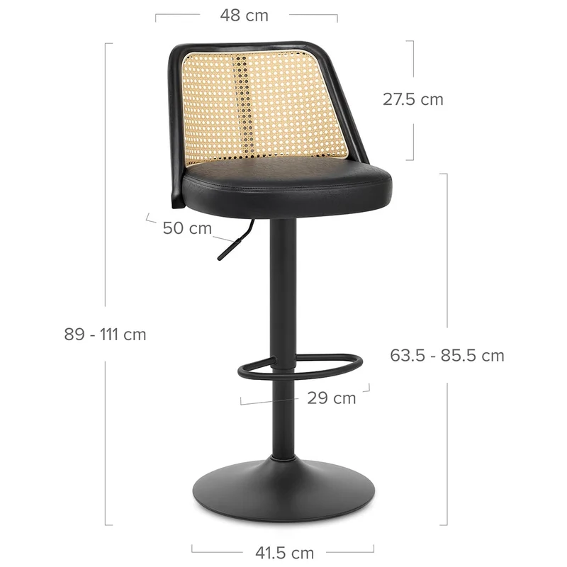 Tabouret de Bar Faux Cuir - Drew Noir