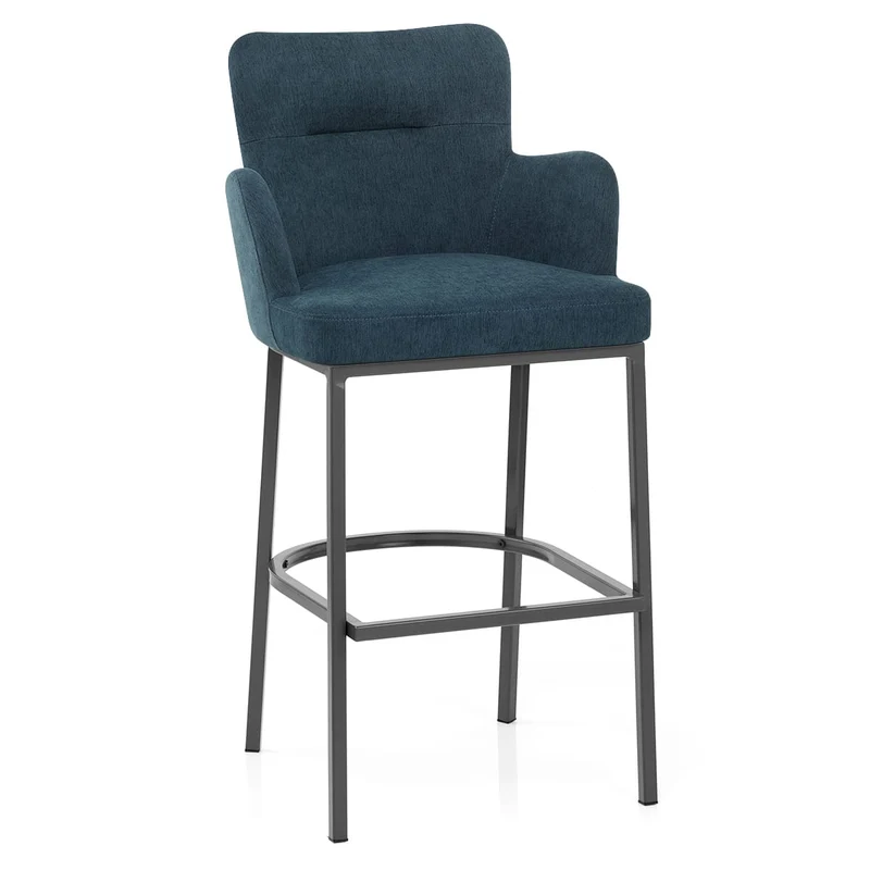 Tabouret de Bar Tissu - Porter Bleu