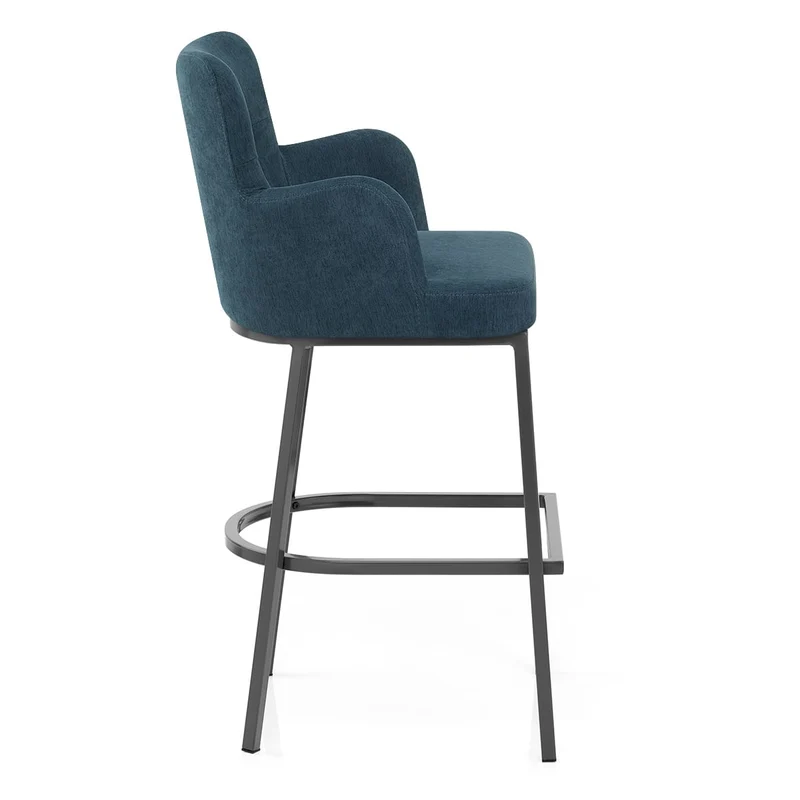 Tabouret de Bar Tissu - Porter Bleu