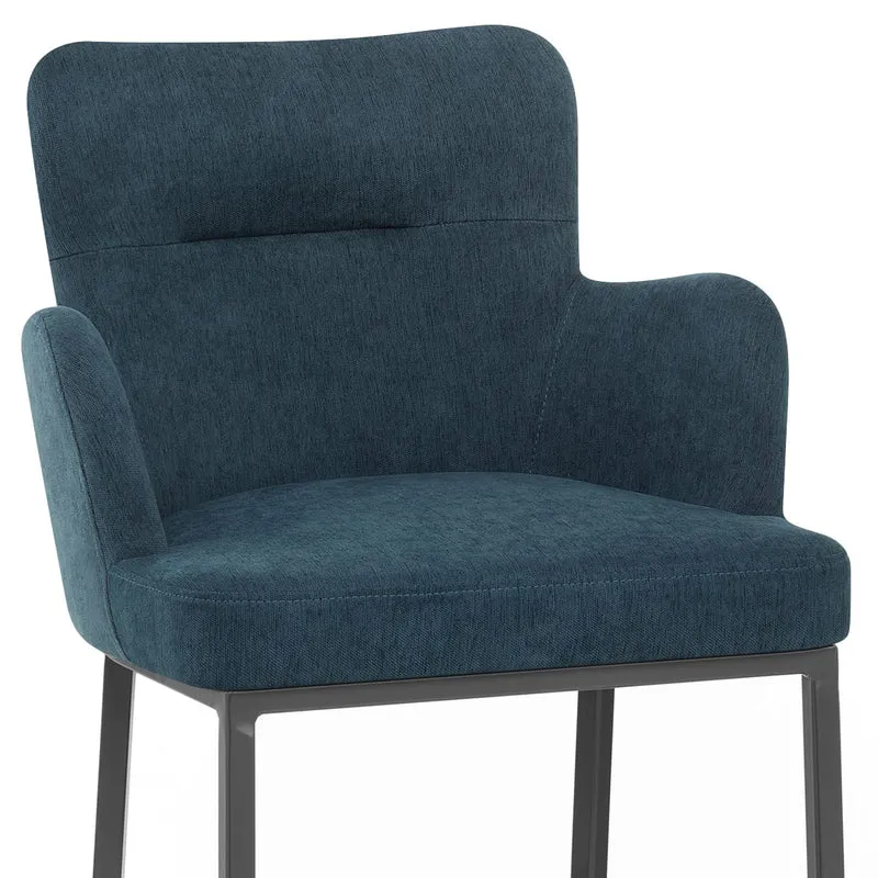 Tabouret de Bar Tissu - Porter Bleu