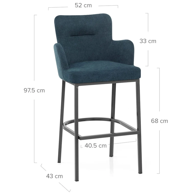 Tabouret de Bar Tissu - Porter Bleu