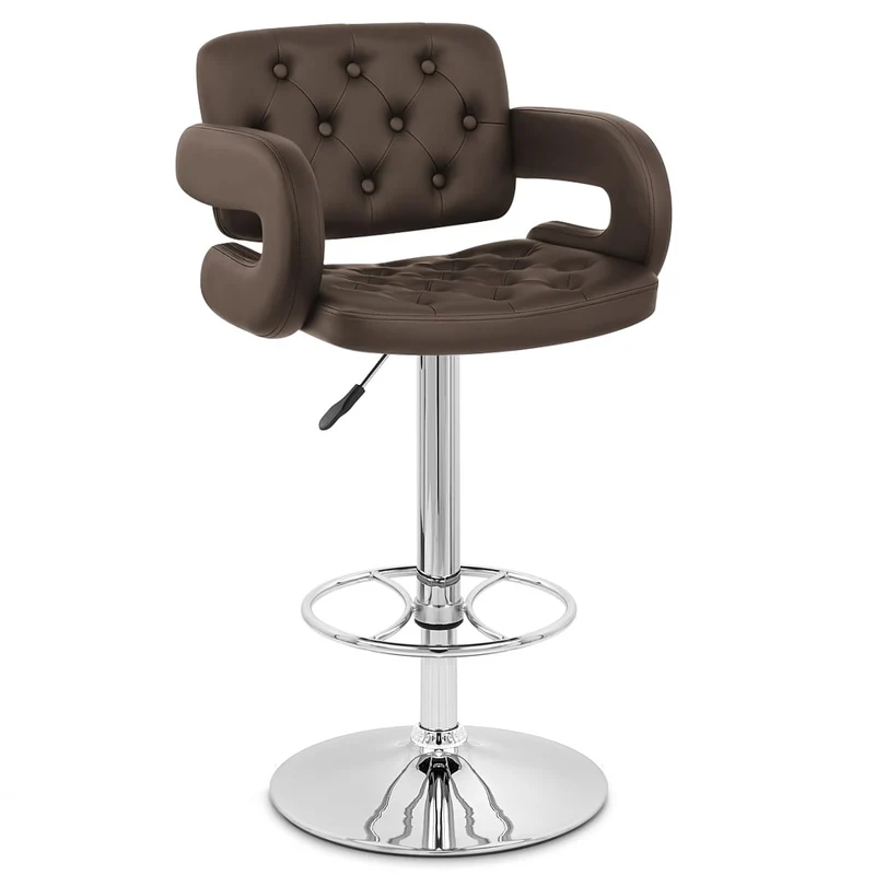 Chaise de Bar Faux Cuir Chrome - Polaris Marron
