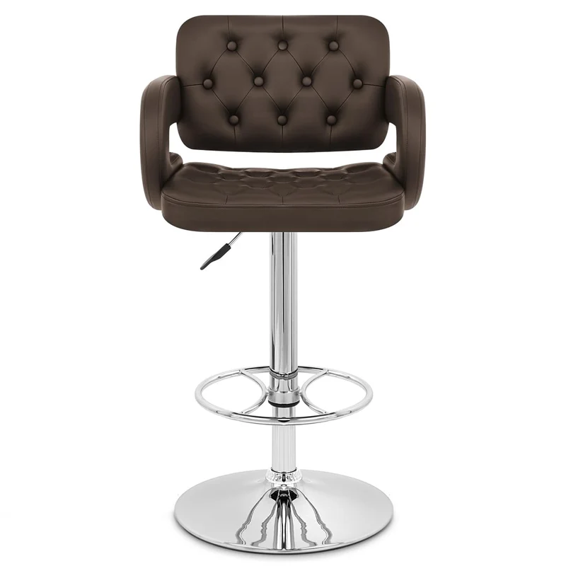 Chaise de Bar Faux Cuir Chrome - Polaris Marron