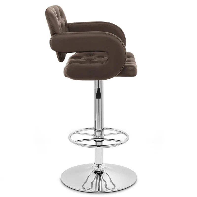 Chaise de Bar Faux Cuir Chrome - Polaris Marron