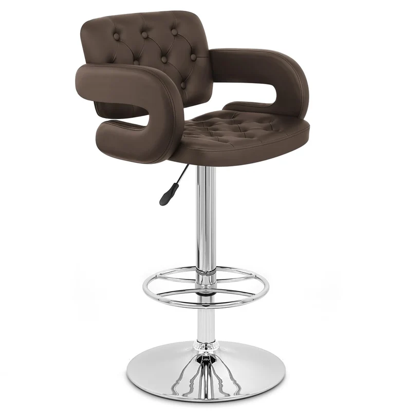 Chaise de Bar Faux Cuir Chrome - Polaris Marron