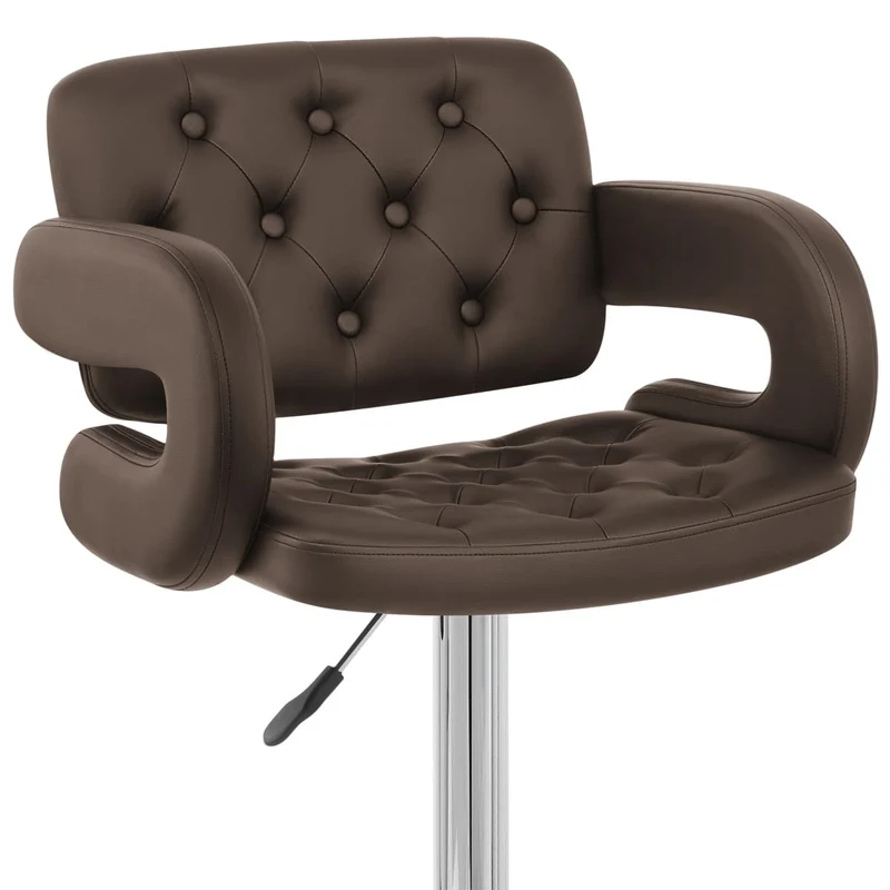 Chaise de Bar Faux Cuir Chrome - Polaris Marron