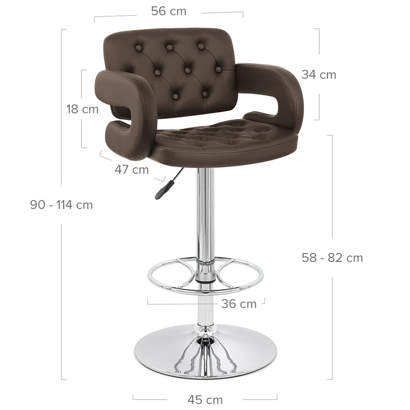 Chaise de Bar Faux Cuir Chrome - Polaris Marron