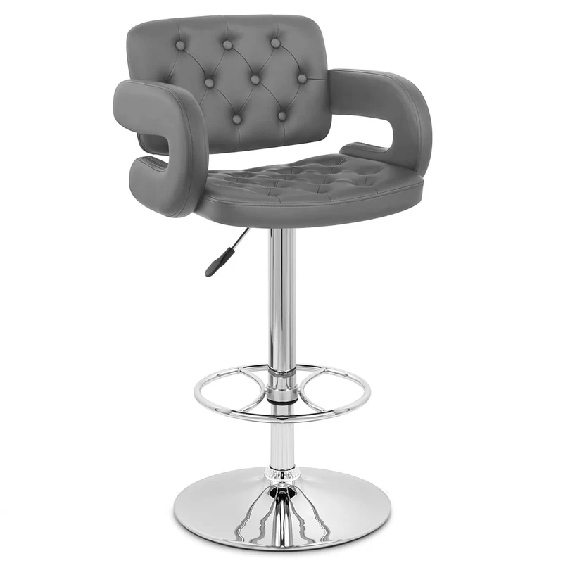 Chaise de Bar Faux Cuir Chrome - Polaris Gris